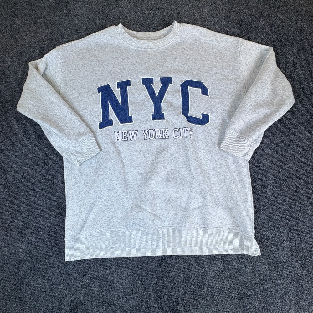 No Comment New York City Sweatshirt Womens Medium Gray Fleece Lined Relaxed Fit